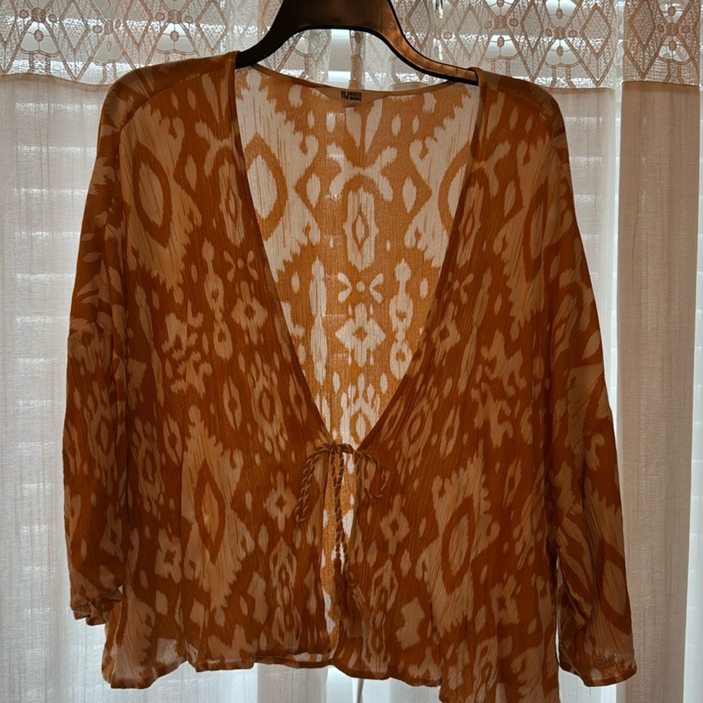Mustard and white Boho top